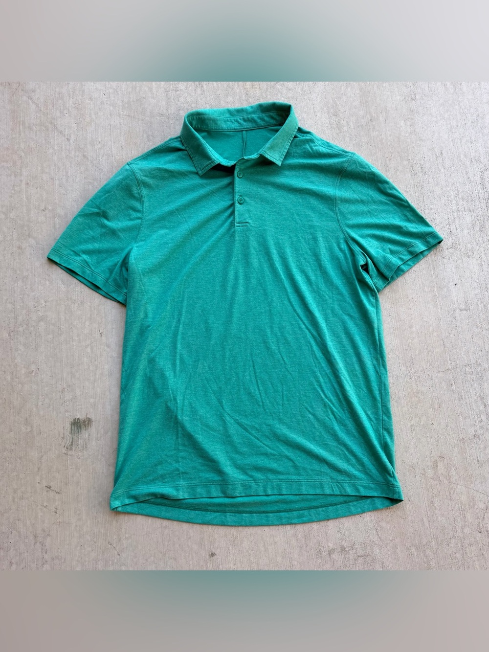 Lululemon Evolution Polo Shirt Men size Medium Heather Green Golf Stretch
